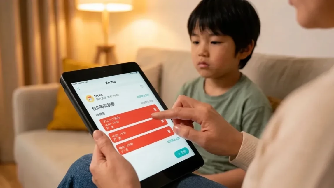 記事用イラスト： 親の管理から子どもの自立へ：スマホ利用を安全に導く段階的な方法
