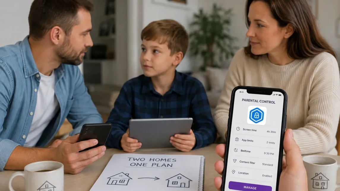 Illustration for the article: Parental Controls for Children in Two Families