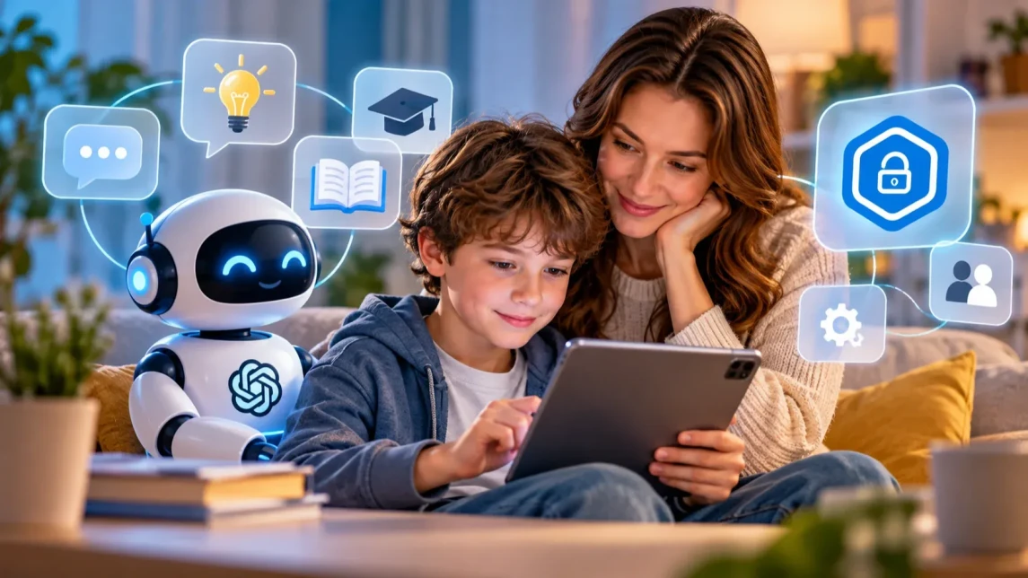 Illustration for the article: Is ChatGPT Safe for Kids? Risks, Age Limits & Parental Controls